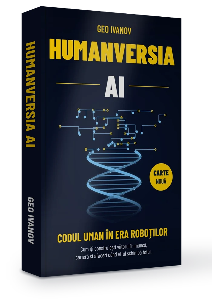 Cartea Humanversia AI de Geo Ivanov, ediția în română, prezentată 3D